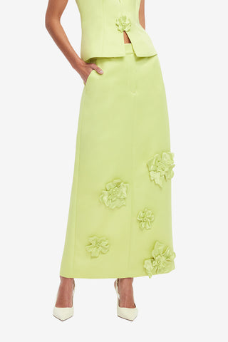 Olivia Petal Maxi Skirt - Chartreuse