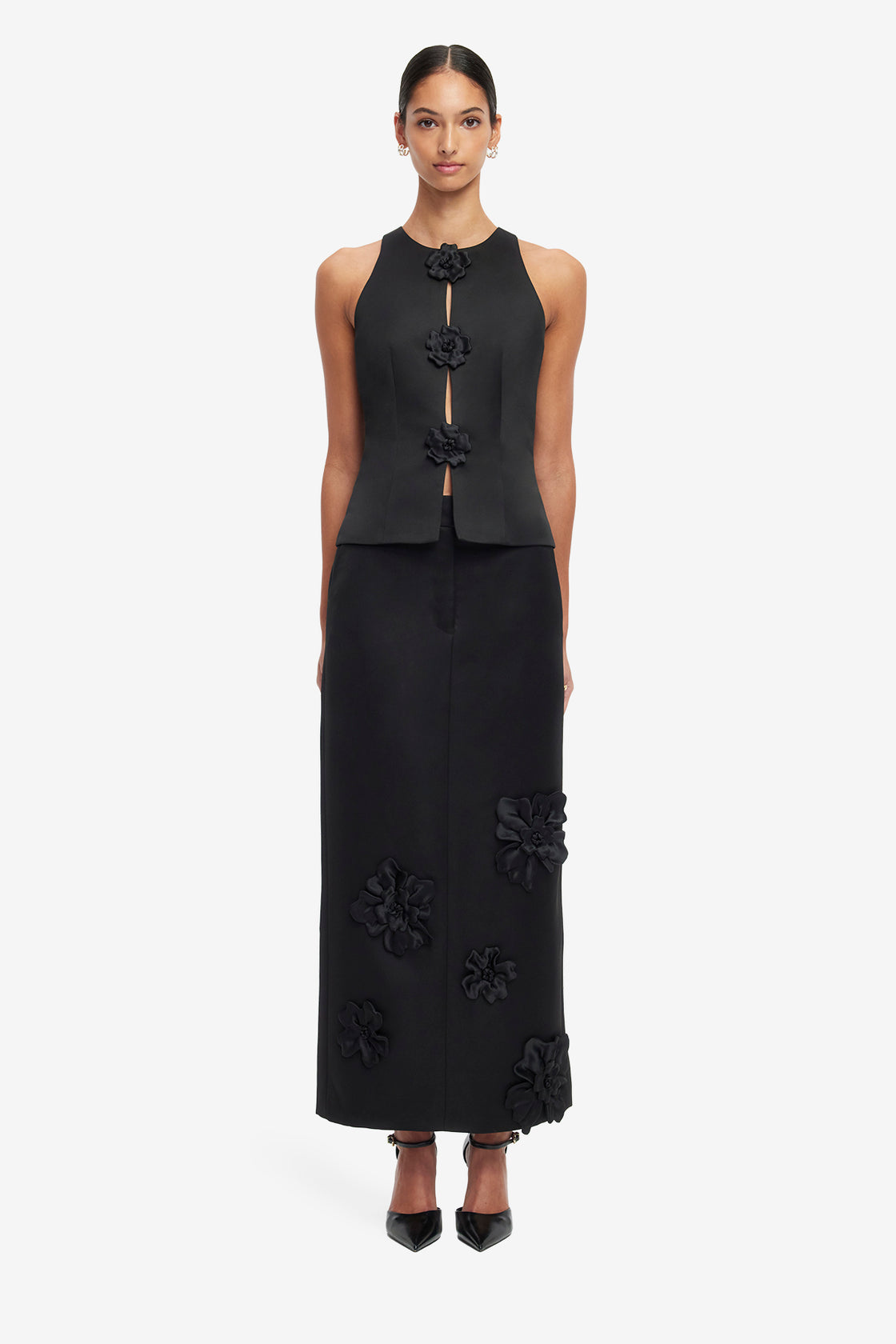 Olivia Petal Maxi Skirt - Ebony