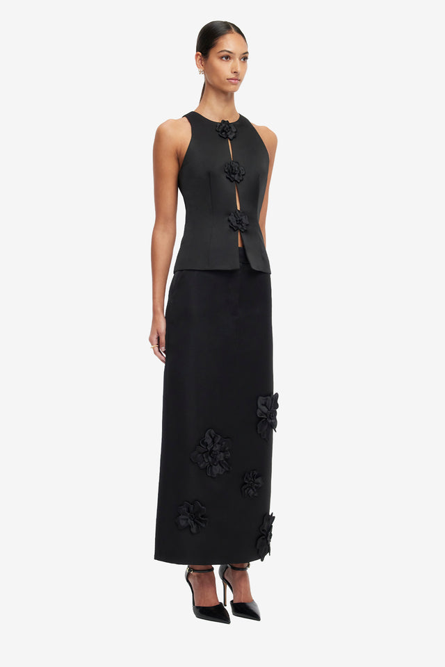 Olivia Petal Maxi Skirt - Ebony