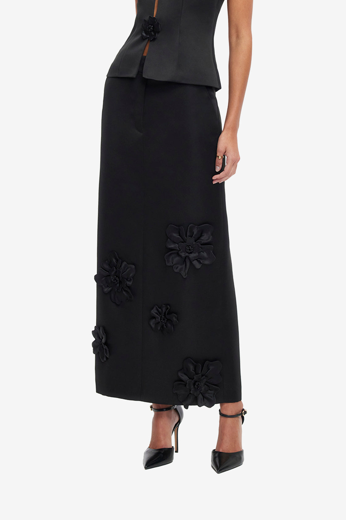 Olivia Petal Maxi Skirt - Ebony