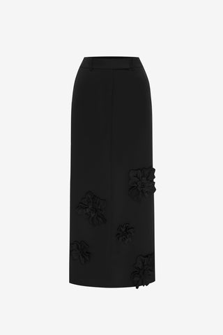 Exclusive LEO LIN Olivia Petal Maxi Skirt - Ebony