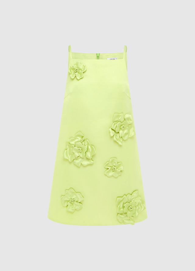 Exclusive LEO LIN Leia Petal Mini Dress - Chartreuse