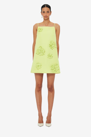 Leia Petal Mini Dress - Chartreuse