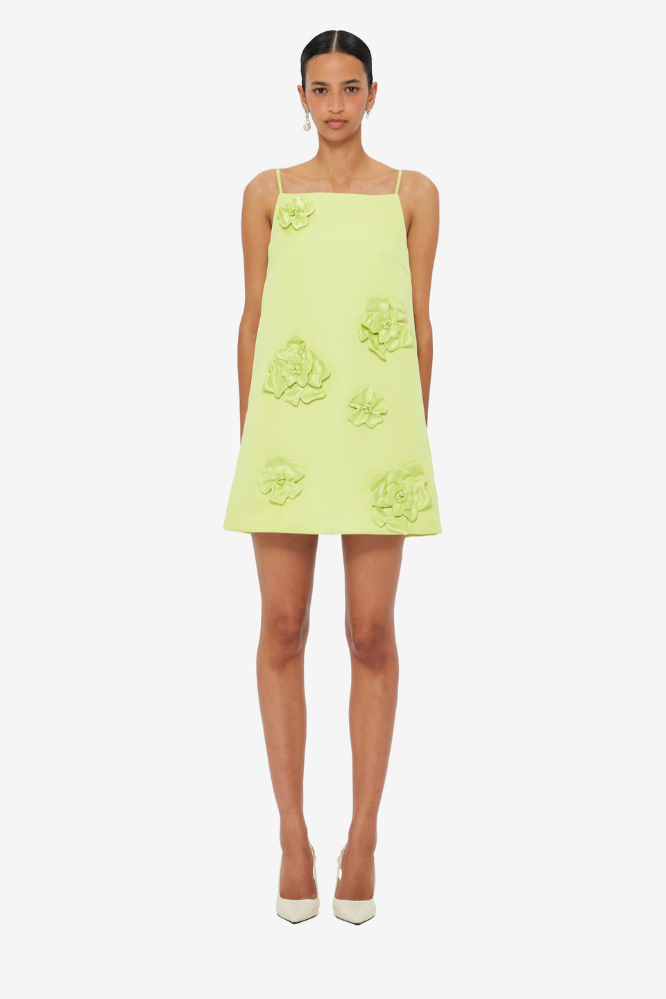 Leia Petal Mini Dress - Chartreuse