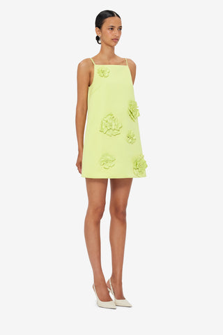 Leia Petal Mini Dress - Chartreuse