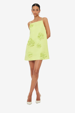 Leia Petal Mini Dress - Chartreuse
