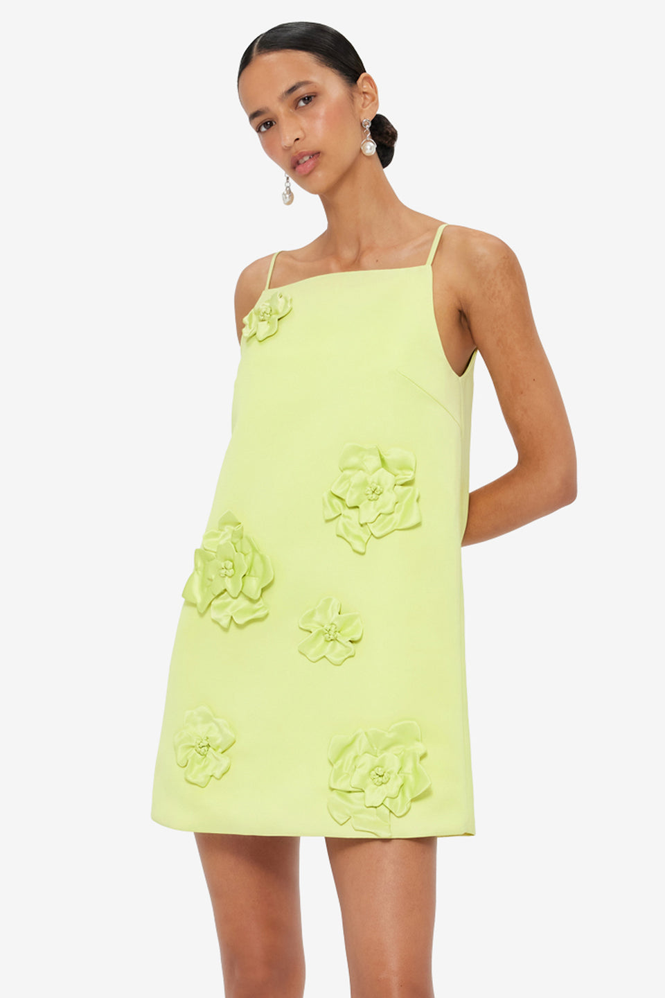 Leia Petal Mini Dress - Chartreuse