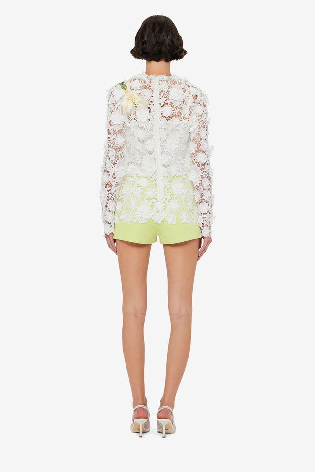 Luna Embroidered Lace Top - Snow