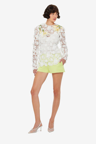 Luna Embroidered Lace Top - Snow