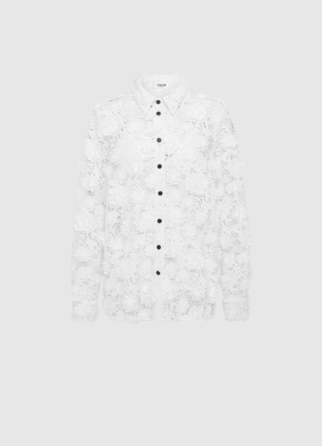 Exclusive LEO LIN Sabrina Lace Shirt - Snow