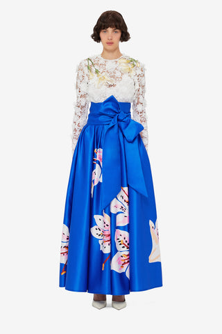 Valerie Maxi Skirt - Lily Print in Cobalt