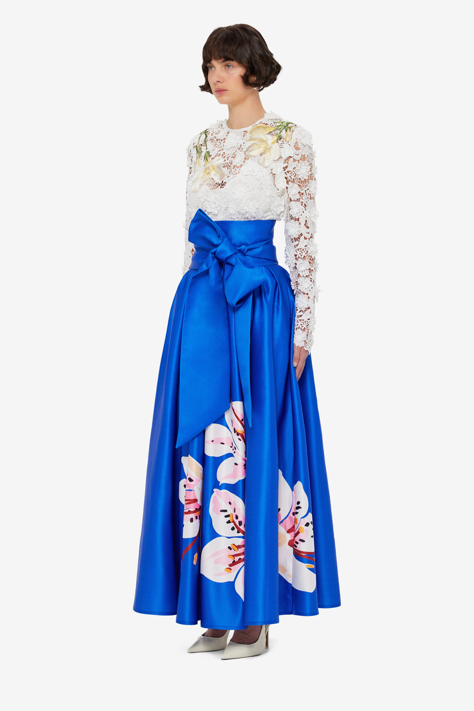 Valerie Maxi Skirt - Lily Print in Cobalt