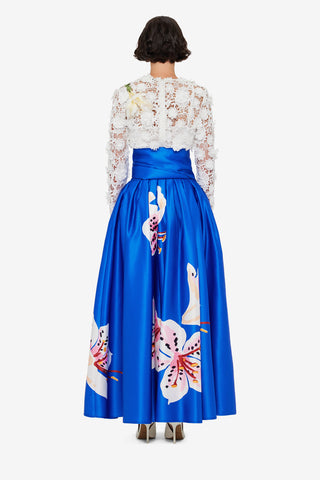 Valerie Maxi Skirt - Lily Print in Cobalt