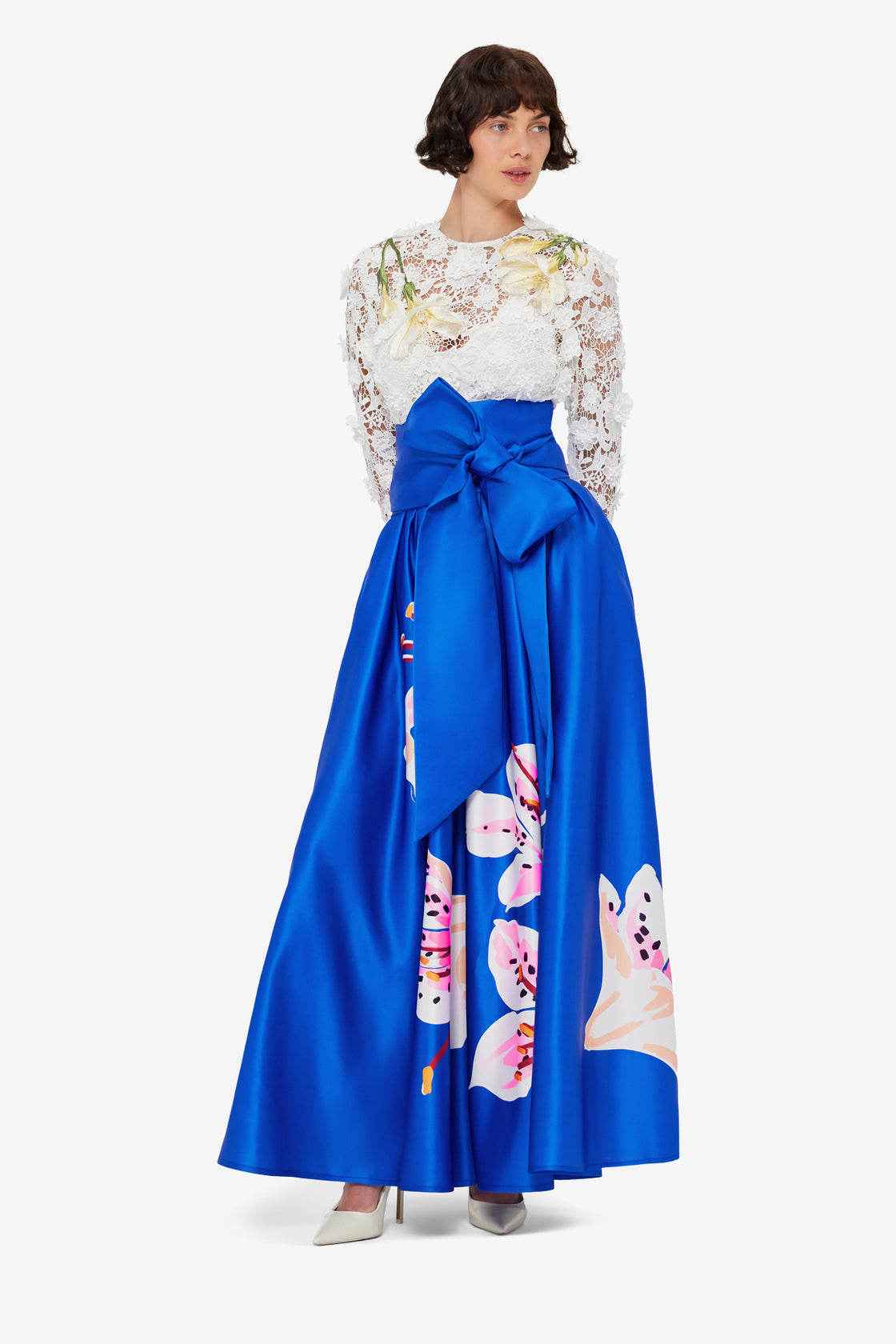 Valerie Maxi Skirt - Lily Print in Cobalt