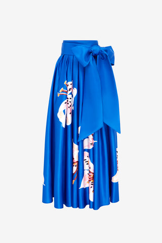 Exclusive LEO LIN Valerie Maxi Skirt - Lily Print in Cobalt