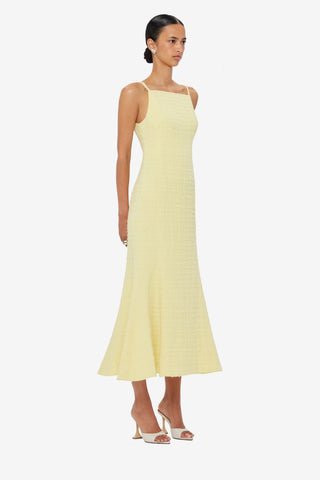 Regina Tweed Midi Dress - Sorbet Yellow