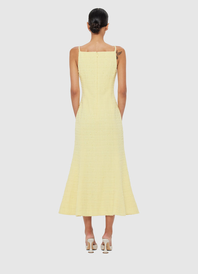 Exclusive LEO LIN Regina Tweed Midi Dress - Sorbet Yellow