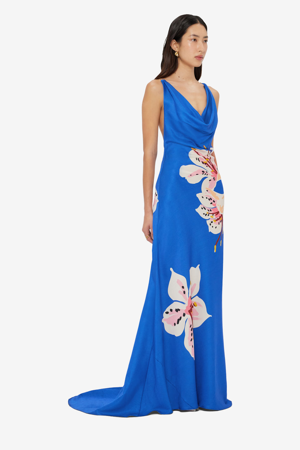 Imogen Gown - Lily Print in Cobalt