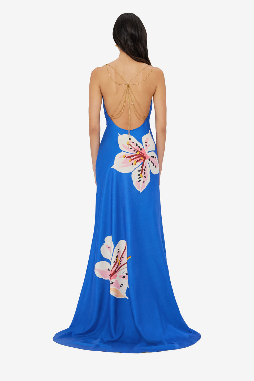 Imogen Gown - Lily Print in Cobalt