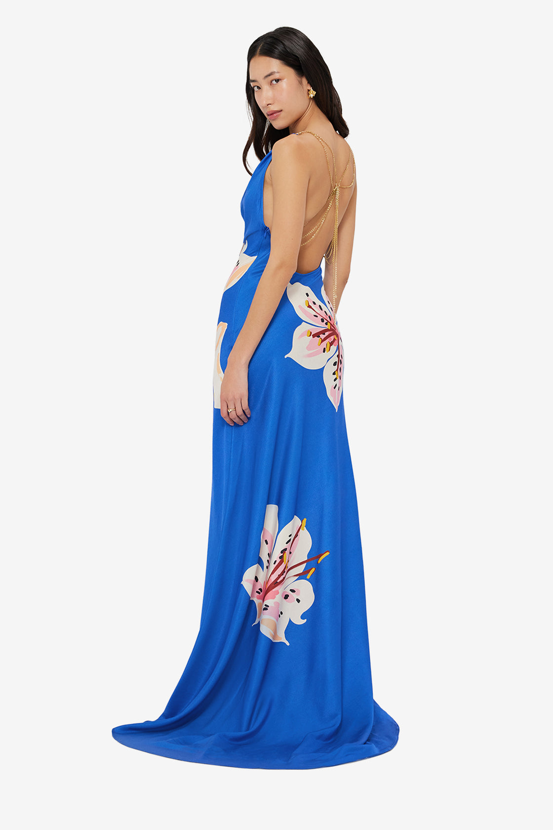 Imogen Gown - Lily Print in Cobalt