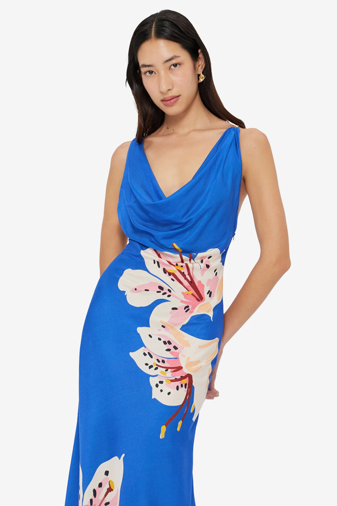Imogen Gown - Lily Print in Cobalt