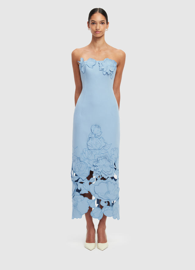 Exclusive LEO LIN Rayna Appliqué Bustier Maxi Dress - Baby Blue