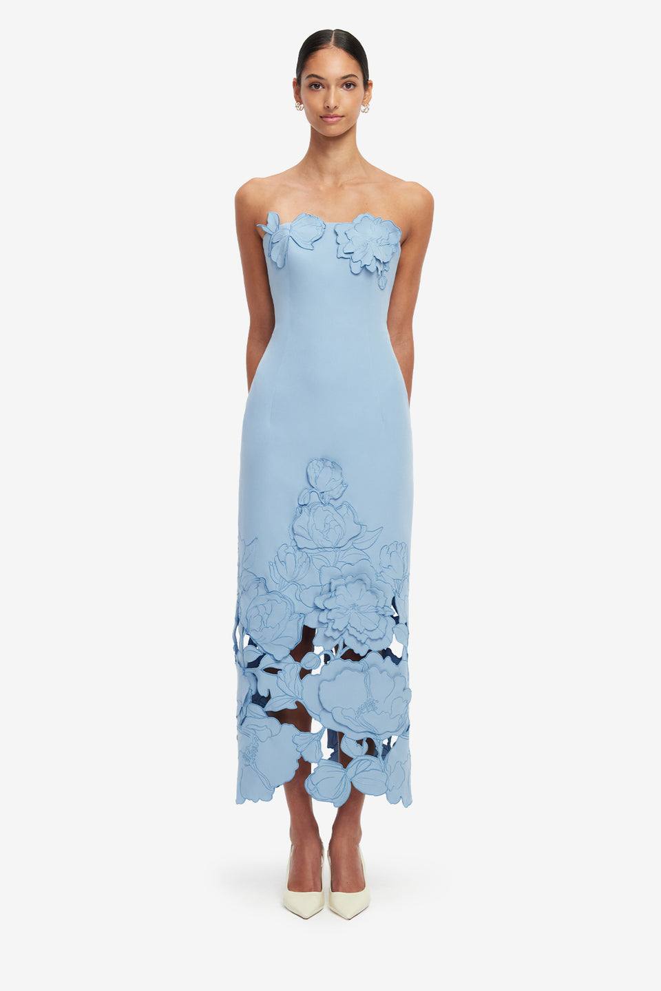 Rayna Appliqué Bustier Maxi Dress - Baby Blue