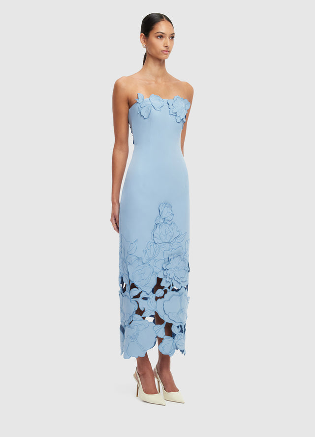 Exclusive LEO LIN Rayna Appliqué Bustier Maxi Dress - Baby Blue