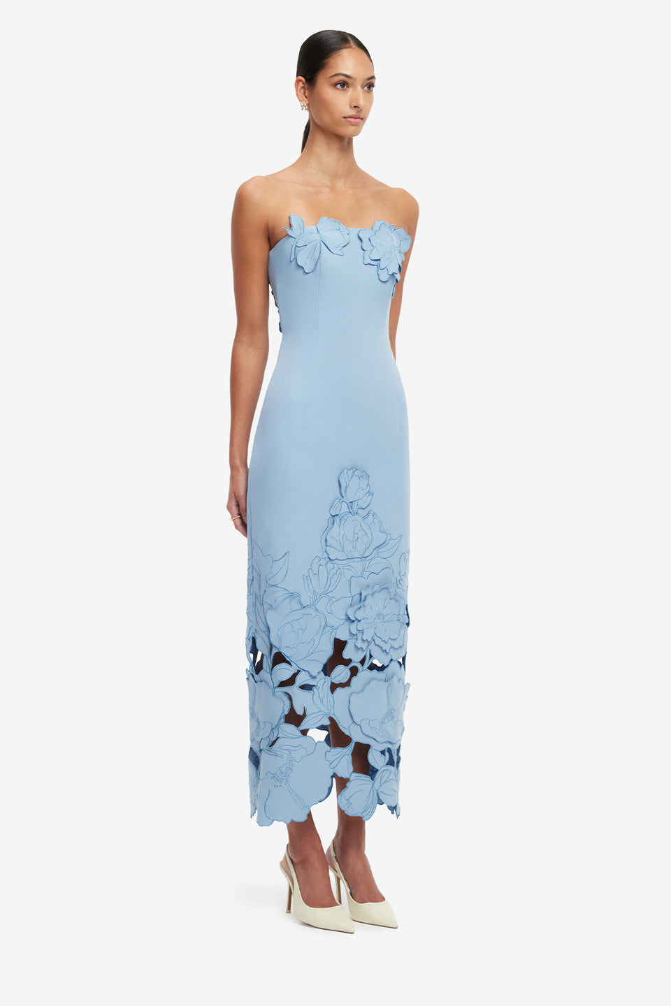 Rayna Appliqué Bustier Maxi Dress - Baby Blue