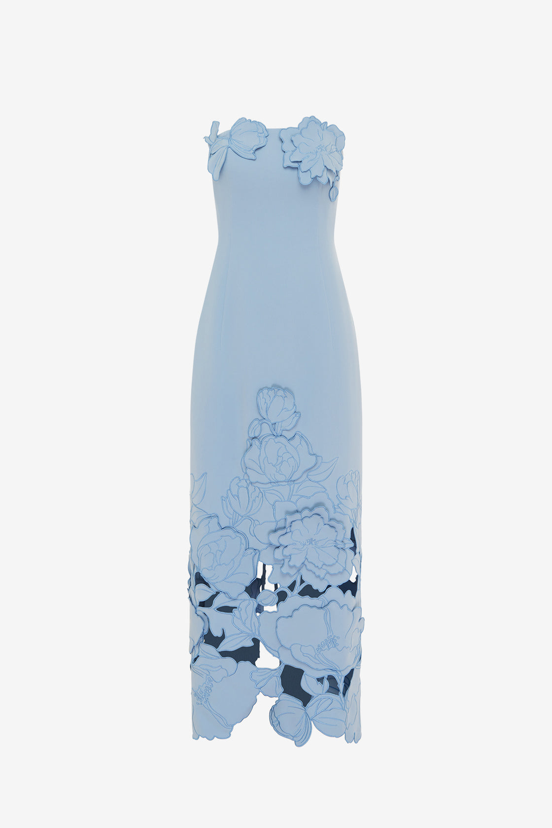 Exclusive LEO LIN  Rayna Appliqué Bustier Maxi Dress - Baby Blue