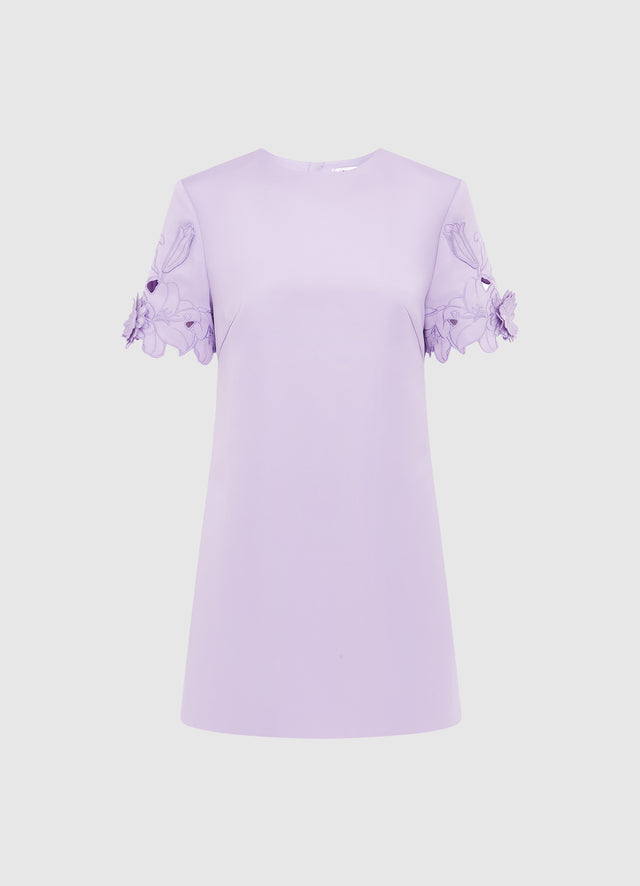 Exclusive LEO LIN Aurie Applique Short Sleeve Mini Dress - Lilac