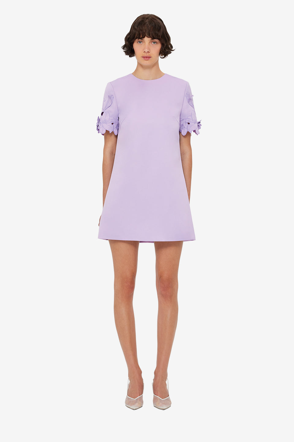 Aurie Appliqué Short Sleeve Mini Dress - Lilac