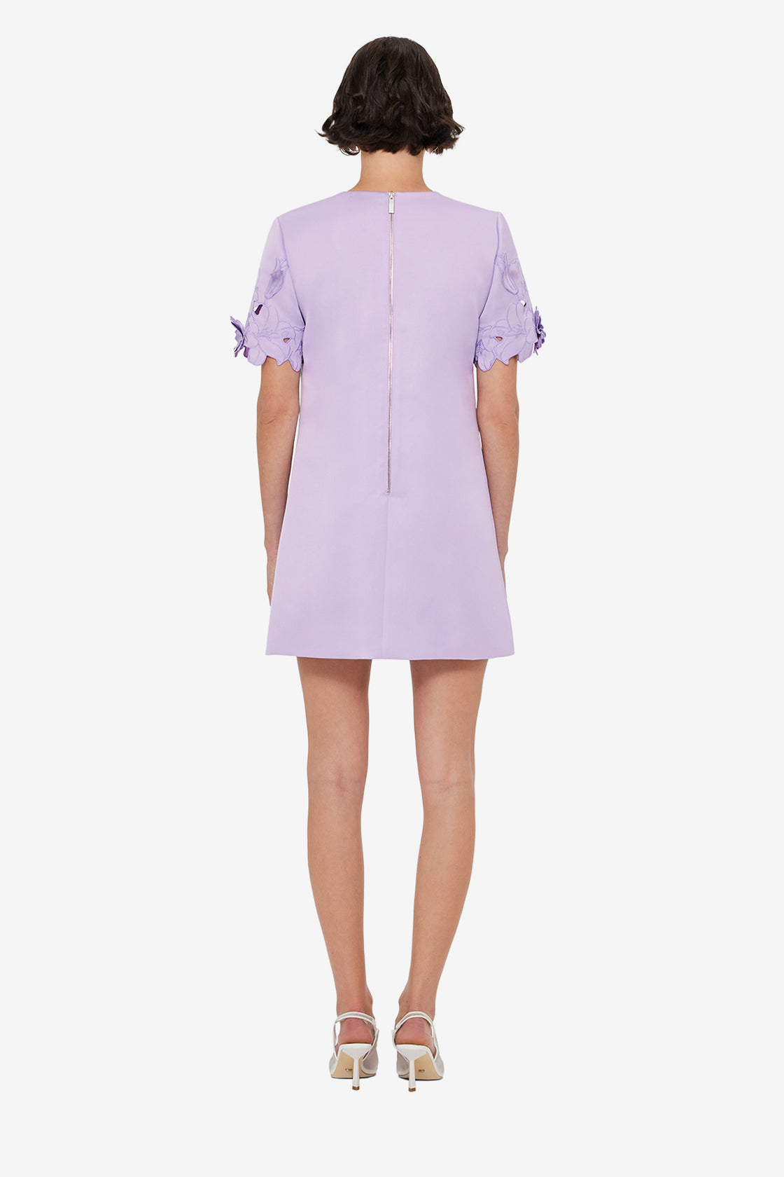 Aurie Appliqué Short Sleeve Mini Dress - Lilac