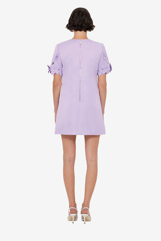 Aurie Appliqué Short Sleeve Mini Dress - Lilac