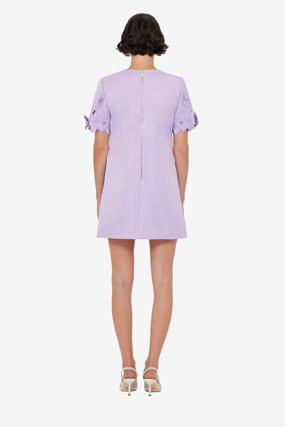 Aurie Appliqué Short Sleeve Mini Dress - Lilac