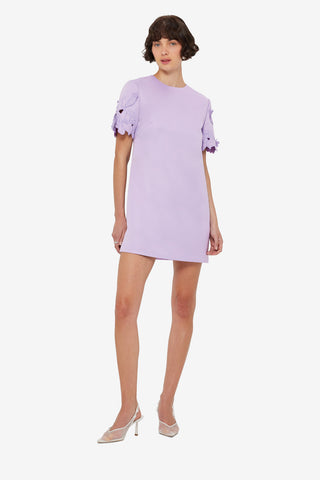 Aurie Appliqué Short Sleeve Mini Dress - Lilac