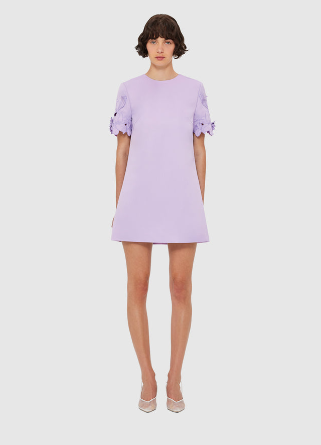 Exclusive LEO LIN Aurie Applique Short Sleeve Mini Dress - Lilac