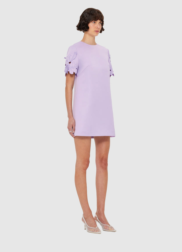 Exclusive LEO LIN Aurie Applique Short Sleeve Mini Dress - Lilac