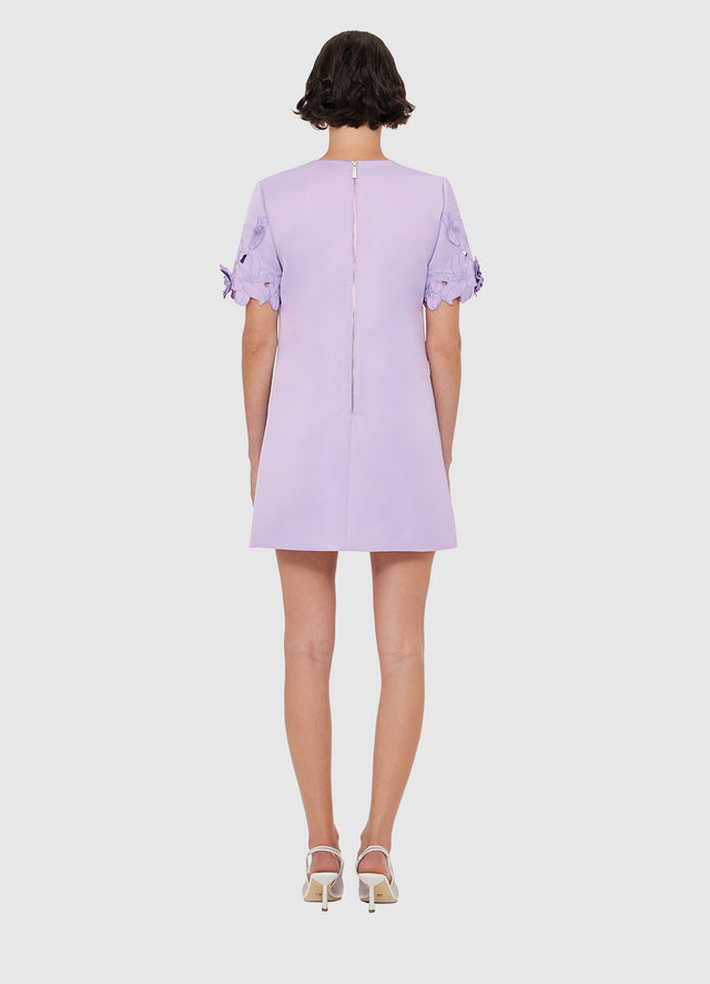 Exclusive LEO LIN Aurie Applique Short Sleeve Mini Dress - Lilac