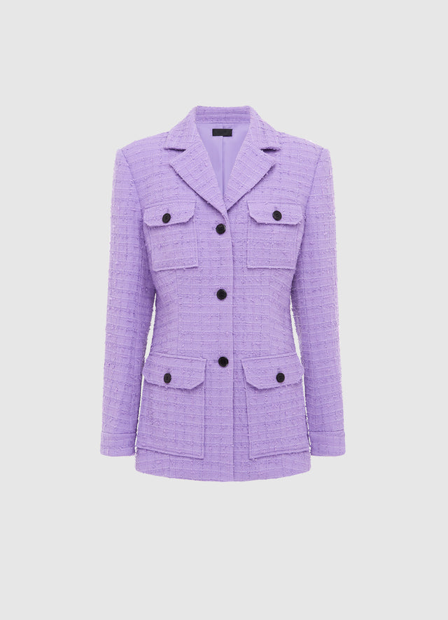 Exclusive LEO LIN Edith Tweed Pocket Blazer - Violet