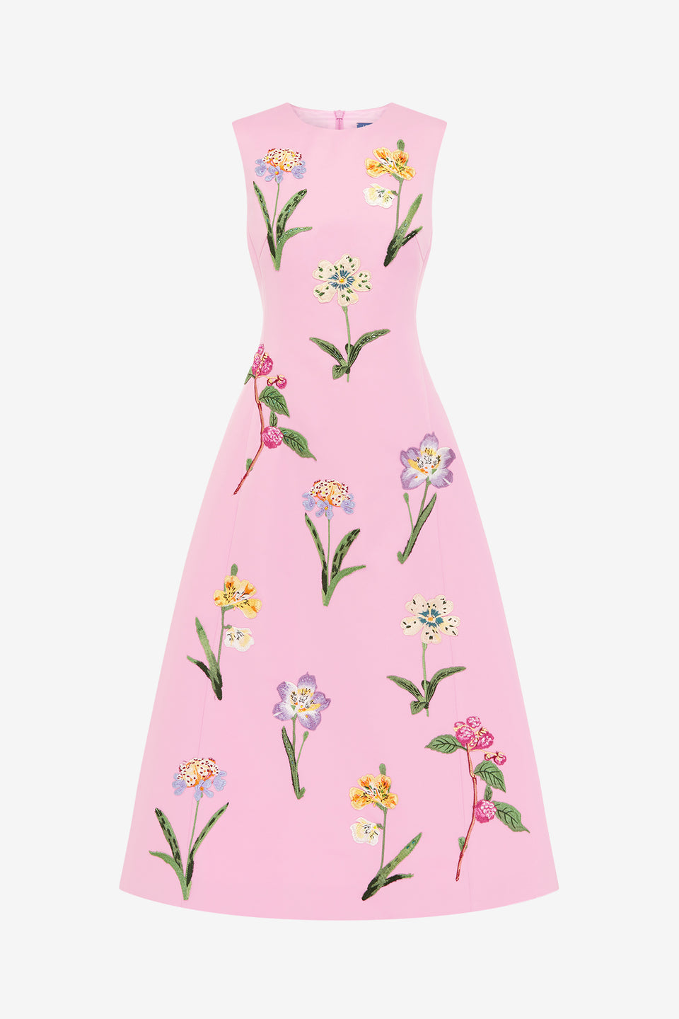 Exclusive LEO LIN Cleo Embellished Sleeveless Midi Dress - Wild Flower in Flamingo