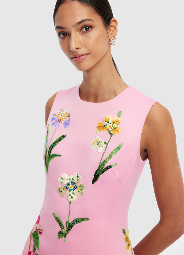 Exclusive LEO LIN Cleo Embellished Sleeveless Midi Dress - Wild Flower in Flamingo