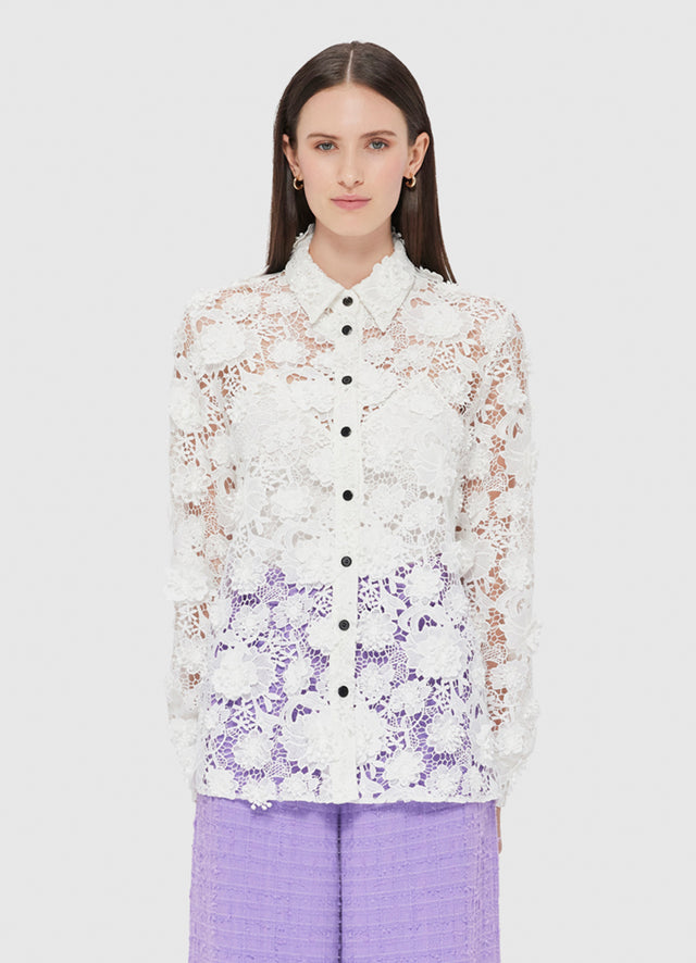 Exclusive LEO LIN Sabrina Lace Shirt - Snow