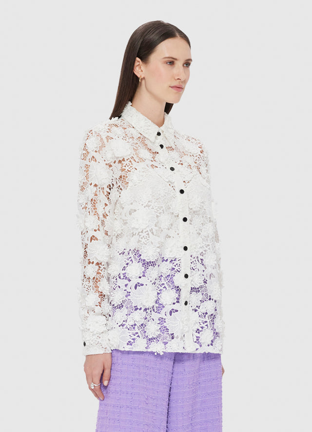Exclusive LEO LIN Sabrina Lace Shirt - Snow