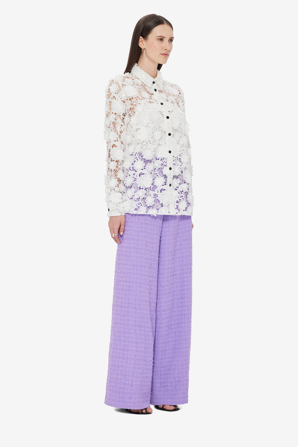 Exclusive LEO LIN Sabrina Lace Shirt - Snow