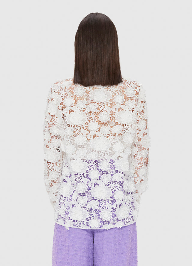 Exclusive LEO LIN Sabrina Lace Shirt - Snow