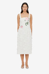 Larissa Embroidered Lace Midi Dress - Snow Dress Midi