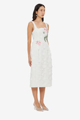 Larissa Embroidered Lace Midi Dress - Snow Dress Midi