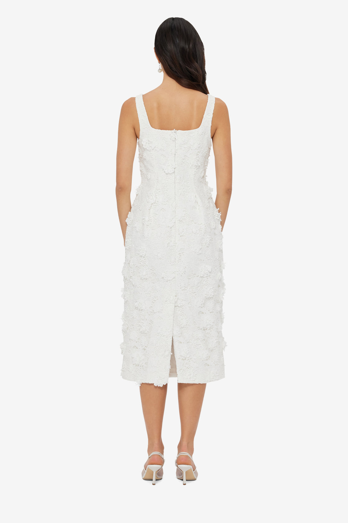 Larissa Embroidered Lace Midi Dress - Snow