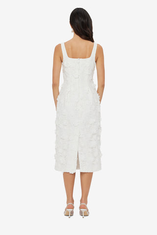 Larissa Embroidered Lace Midi Dress - Snow
